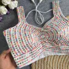 Tew Pure Raw Silk Mirror Work Designer Blouse